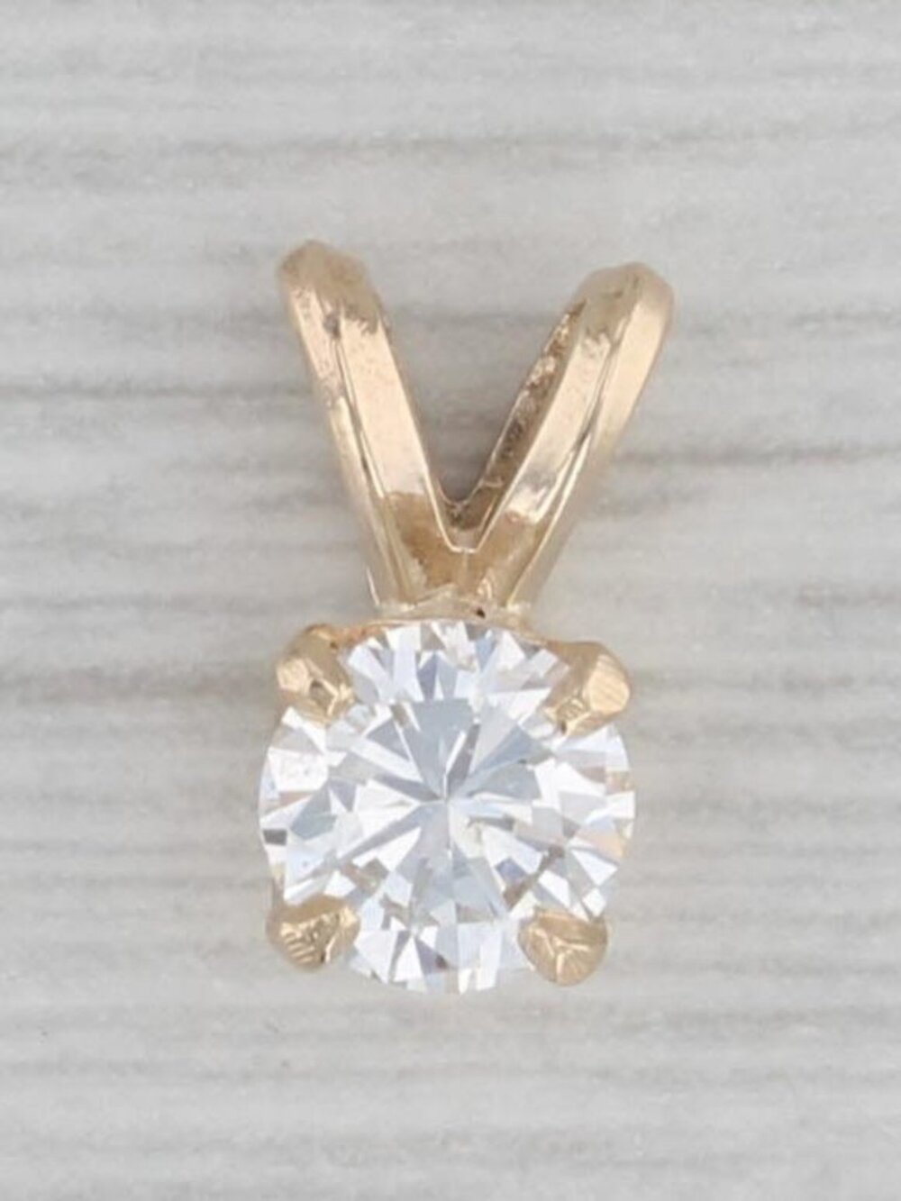 0.42ct Round Diamond Solitaire Pendant 14k Yellow Gold Small Drop